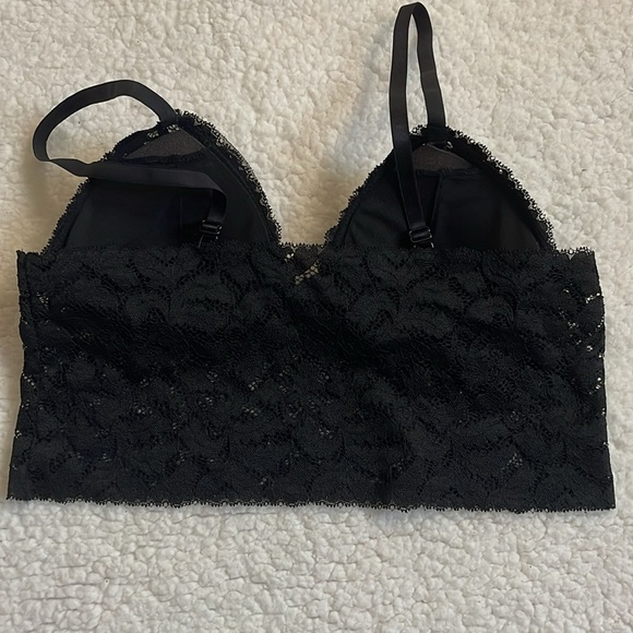 No Tag lace black bralette removable pads wide band adjustable straps - Picture 2 of 6